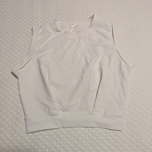 White Athletic Crew Neck Sleeveless Cropped Yoga Tank Top Women's Size Small